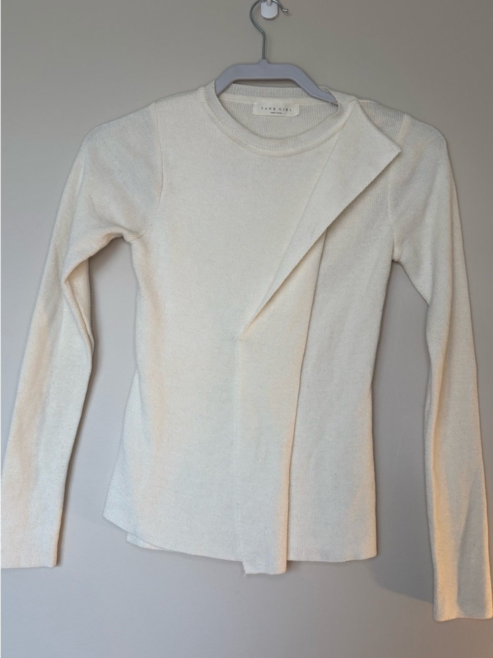 Tank Girl Cream Long Sleeve Asymmetrical Knit Top
